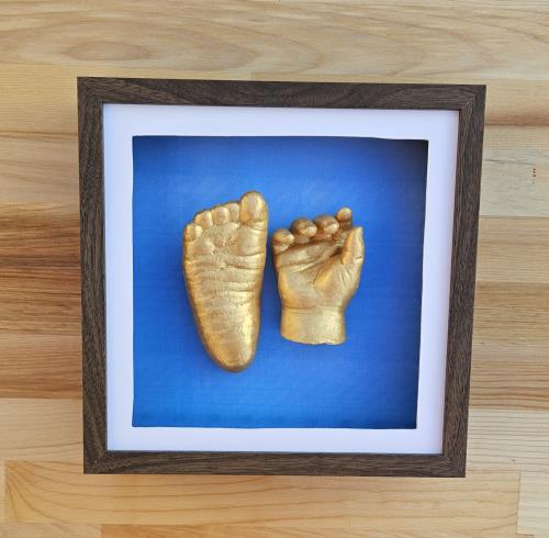 Ceviz Renk Çerçeveli Mavi İç Fon El ve Ayak Heykel Kiti