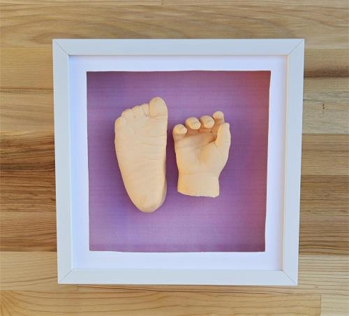 Beyaz Çerçeveli Pembe İç Fon El ve Ayak Heykel Kiti